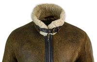 Infinity EK02 Herr Vintage Antik Sherling Fårskinn Krämfärgad Päls Flygvapnet Pilot RAF Jacka