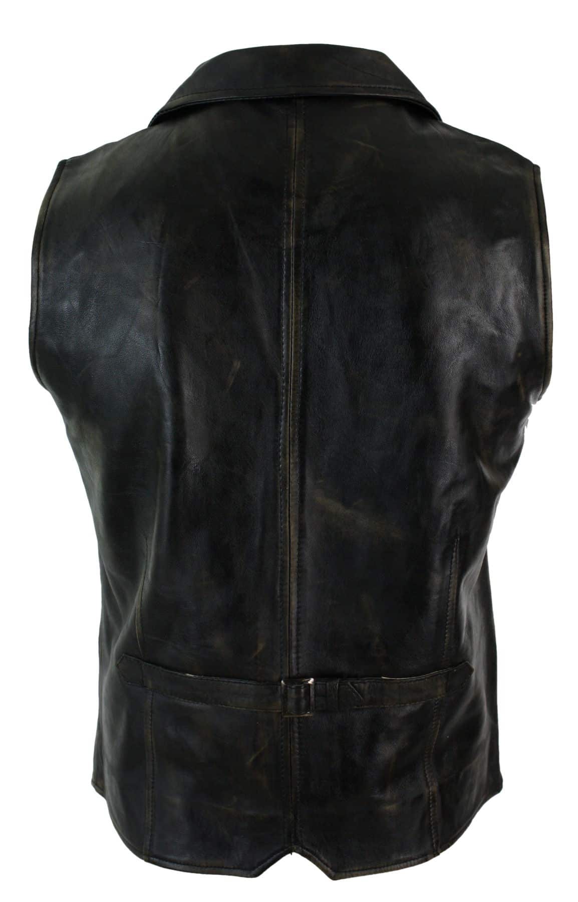 Herrväst i äkta läder, brunbrun, svart, elegant casual, vintage, retrobrun