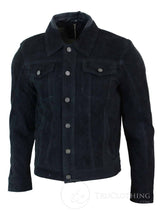 Äkta mocka herr vintage kort denim stil retro jeansjacka casual - svart färg