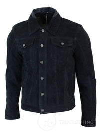Äkta mocka herr vintage kort denim stil retro jeansjacka casual - svart färg