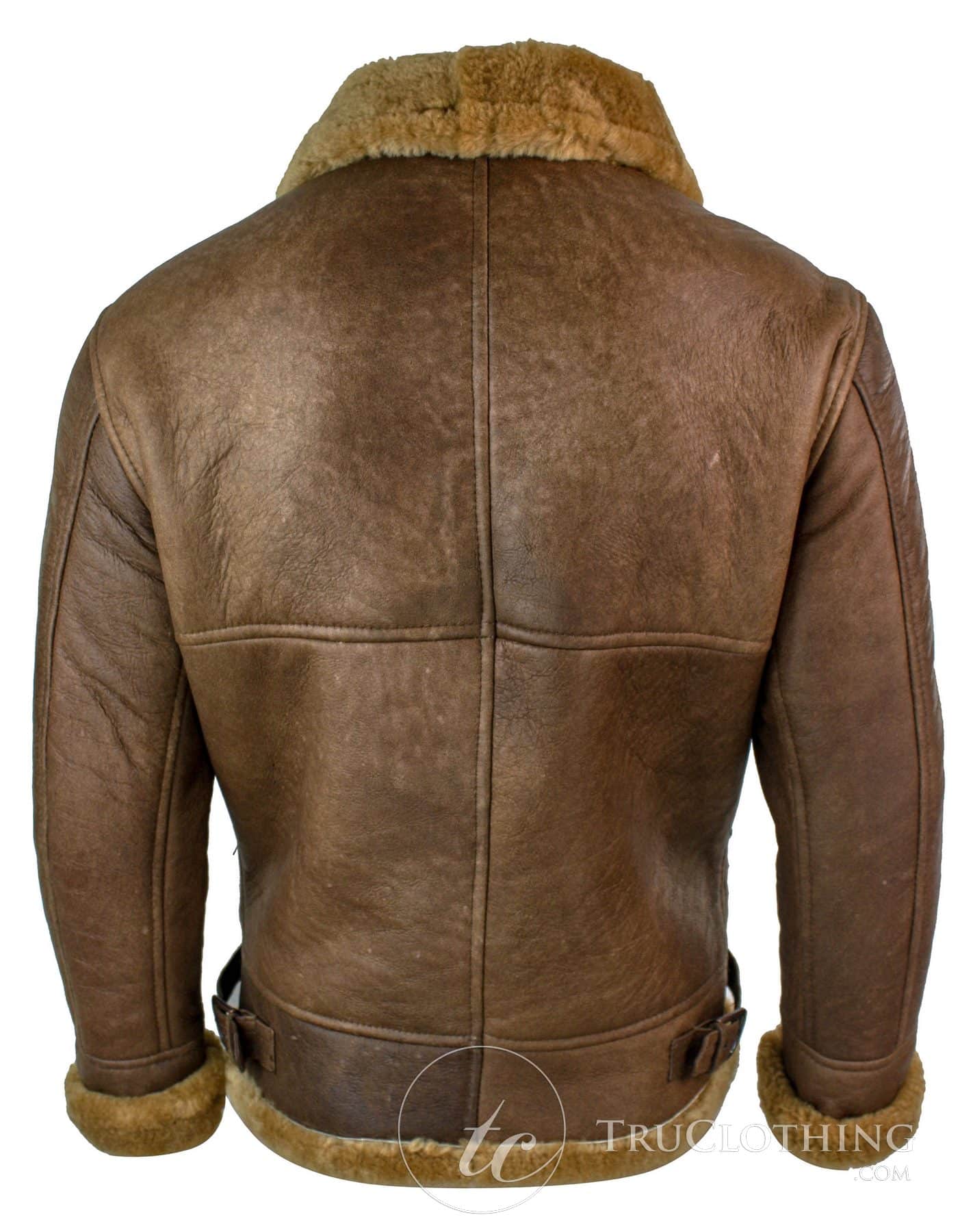 Infinity Rikardo Herr Retro Vintage Klassisk Äkta Fårskinn RAF Pilot Flygjacka Brun Ingefära Päls Dragkedja
