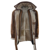 Herr 3/4 Duffeljacka Fårskinn Lång Knapp Dragkedja Varm - Brun