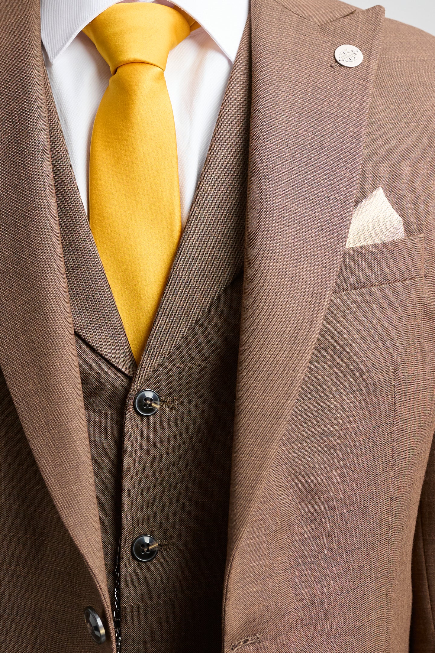 James Herrkostym i 3 delar, enfärgad brun med klassisk passform