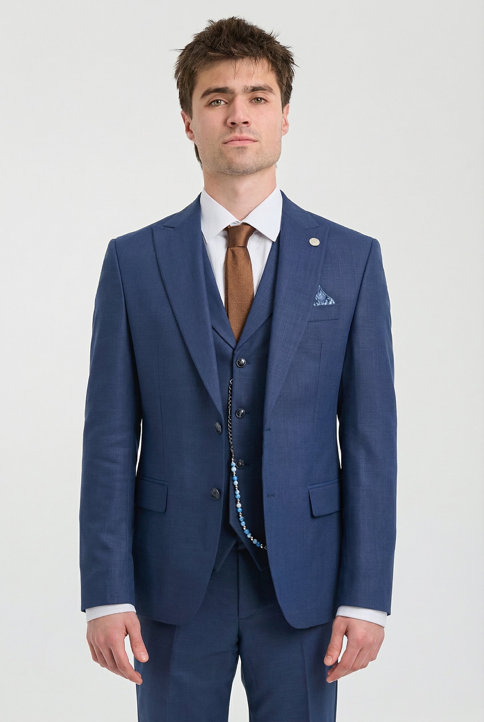 James herrkostym i marinblå, skräddarsydd passform, 3 delar