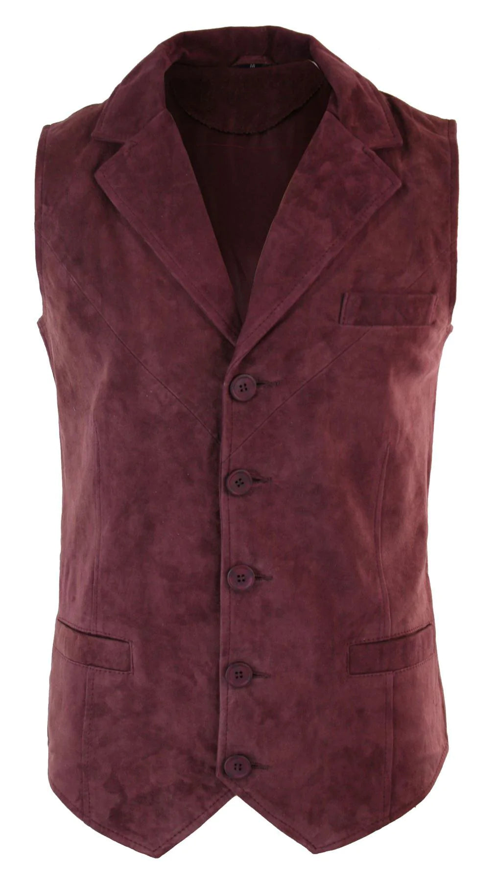 Herrväst i äkta mocka, vinröd, elegant casual, vintage, retro