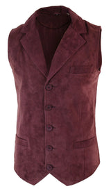 Herrväst i äkta mocka, vinröd, elegant casual, vintage, retro