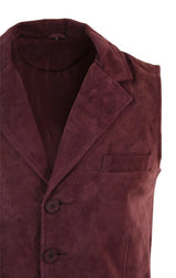 Herrväst i äkta mocka, vinröd, elegant casual, vintage, retro