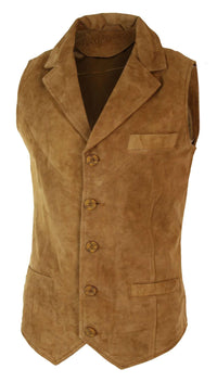 Herrväst i äkta mocka, brun, elegant casual, vintage, retro
