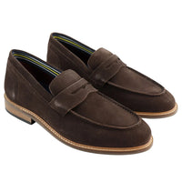 Herr Slip-On Loafers i Äkta Mocka Bruna Smart Casual Klassisk Komfort Passform