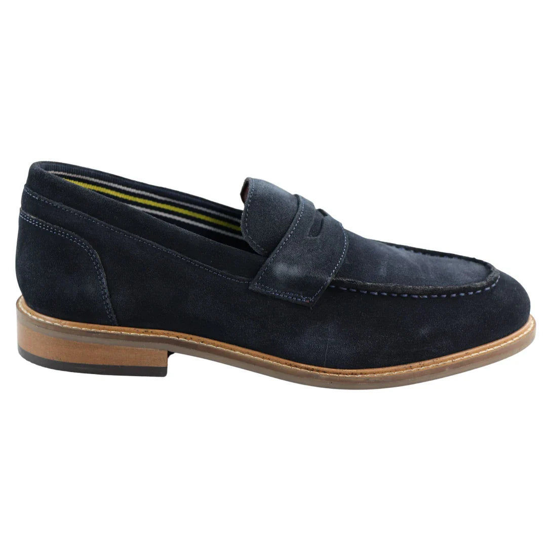 Herr Slip-On Loafers i Äkta Mocka med Båtskor Marinblå Smart Casual Klassisk Komfort Passform