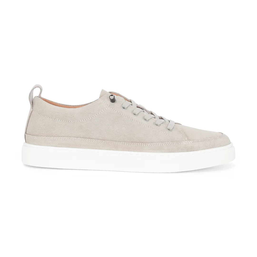 Josh - Grå mocka- och lädersneakers för män