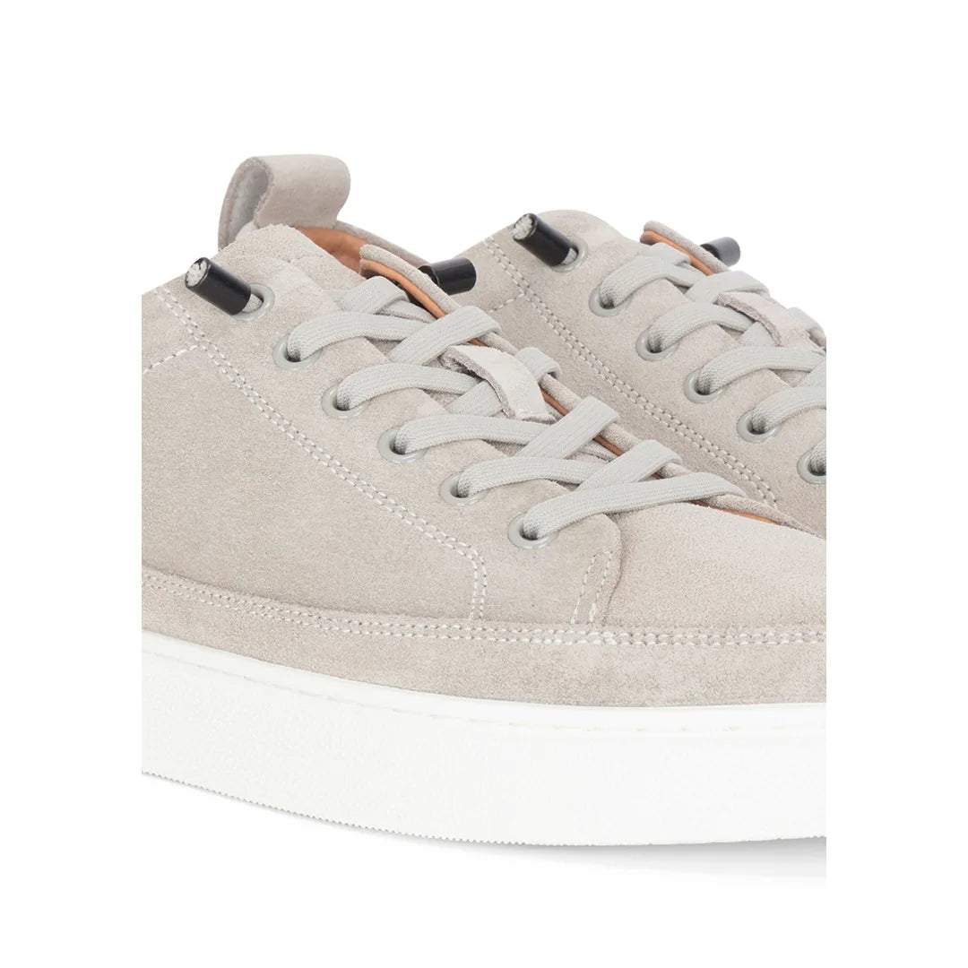 Josh - Grå mocka- och lädersneakers för män