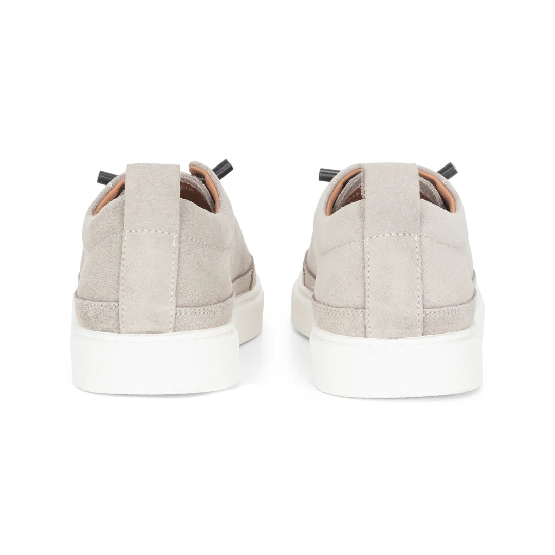 Josh - Grå mocka- och lädersneakers för män