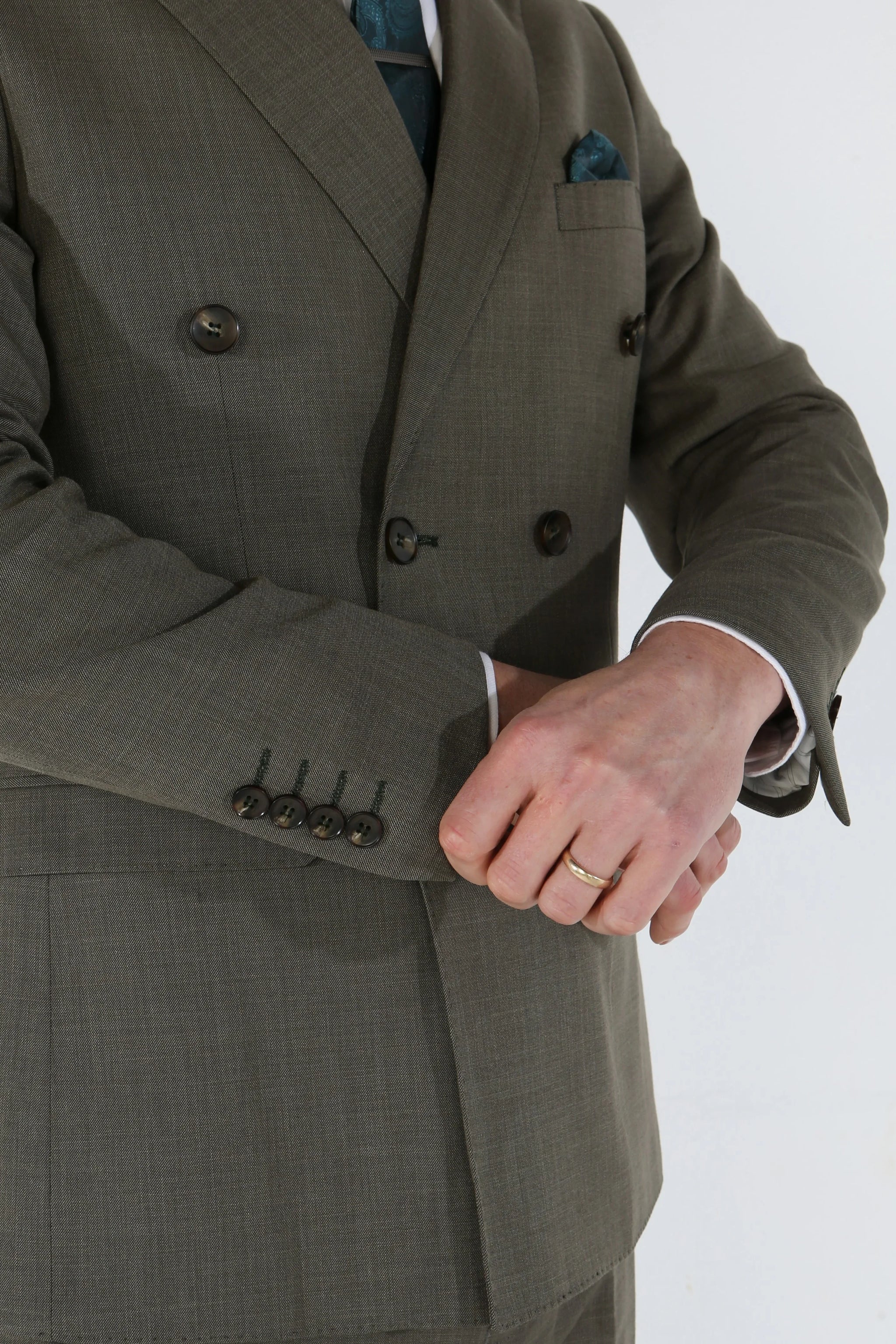 Kurt - Herrkostym i salviagrön, dubbelknäppt, 2-delad