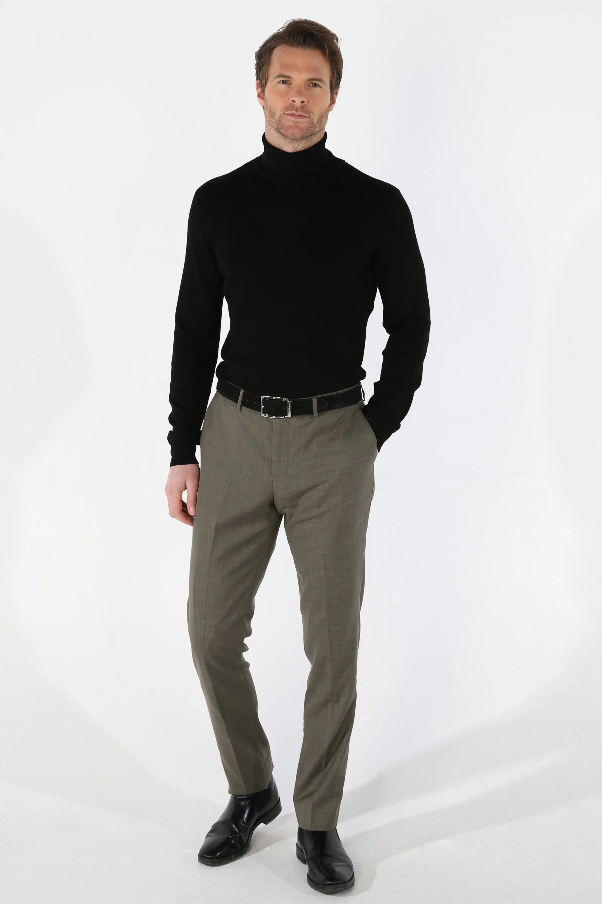 Kurt - Herrkostym i salviagrön, dubbelknäppt, 2-delad