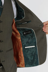 Kurt herrkostym i salviagrön 3-delad skräddarsydd passform för sommarbröllop