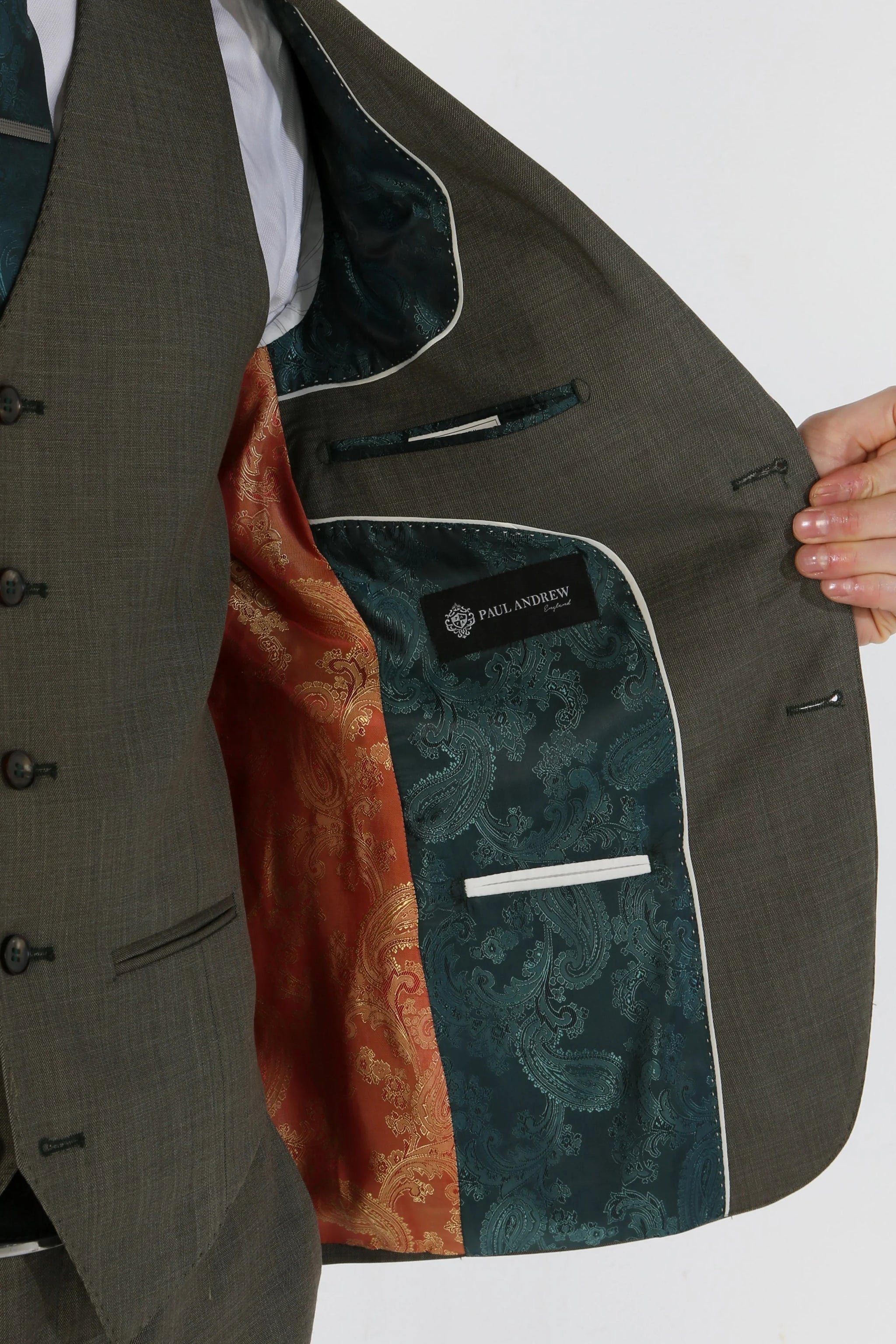 Kurt herrkostym i salviagrön 3-delad skräddarsydd passform för sommarbröllop