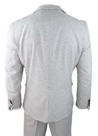 Herr 3-delad ljusgrå svart rutig kostym skräddarsydd passform retro vintage klassisk elegant