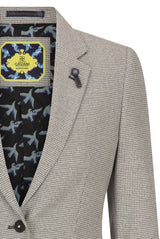 Dam Tweed Beige Kavaj Ull Klassisk Jaktjacka Vintage 1920-tals Retro