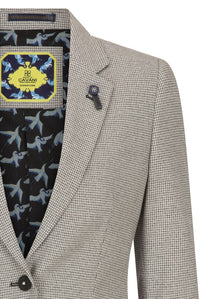 Dam Tweed Beige Kavaj Ull Klassisk Jaktjacka Vintage 1920-tals Retro