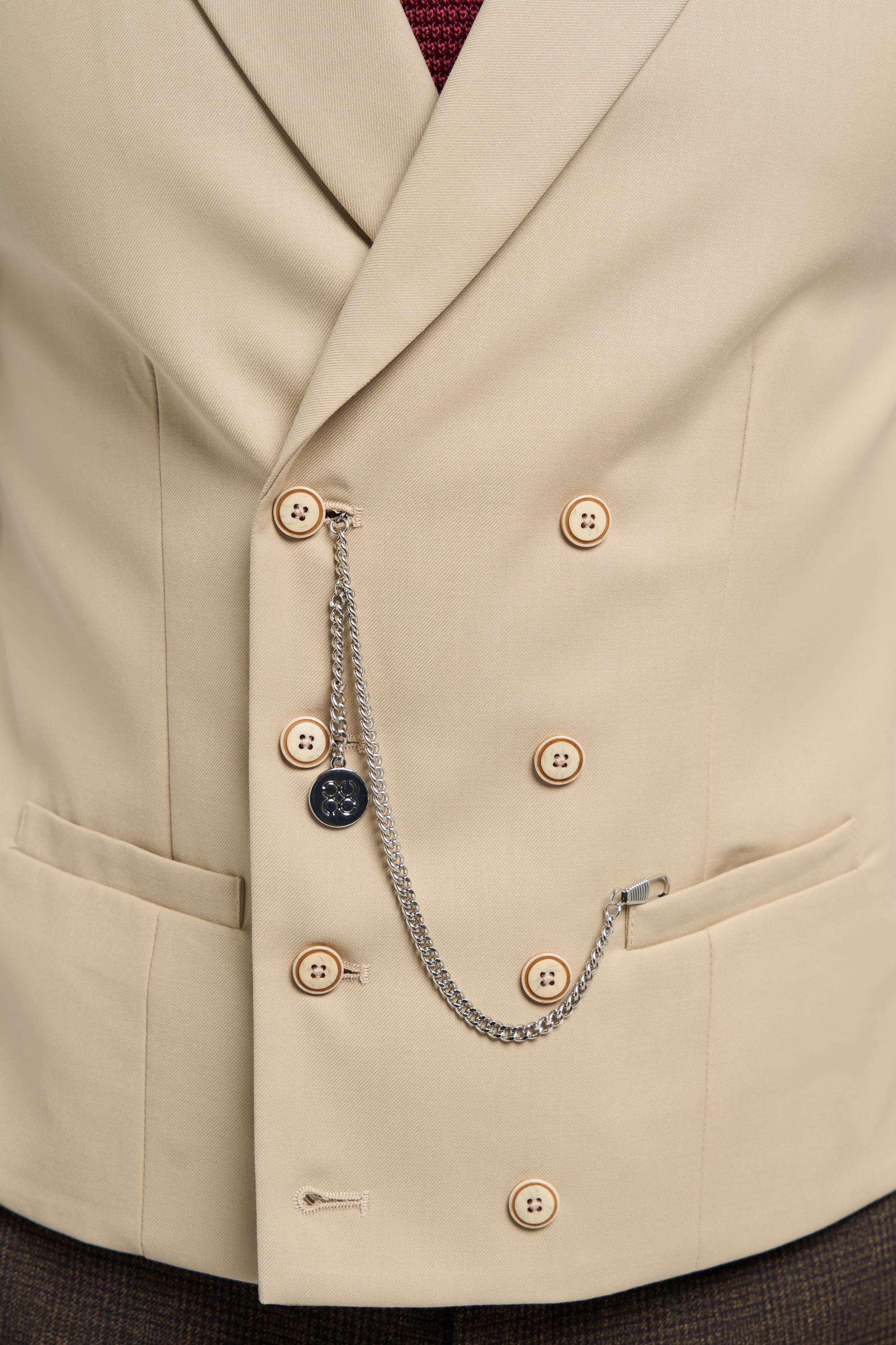 Dubbelknäppt väst med kedja för män - Cavani Lennox