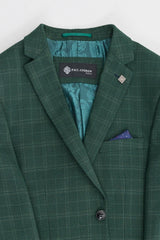 Leo - Grön 3-delad rutig kostym för män