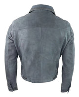 Herr Äkta Mockajacka Läderjeans Denimshorts Herr Biker Klassisk Vintage Grå