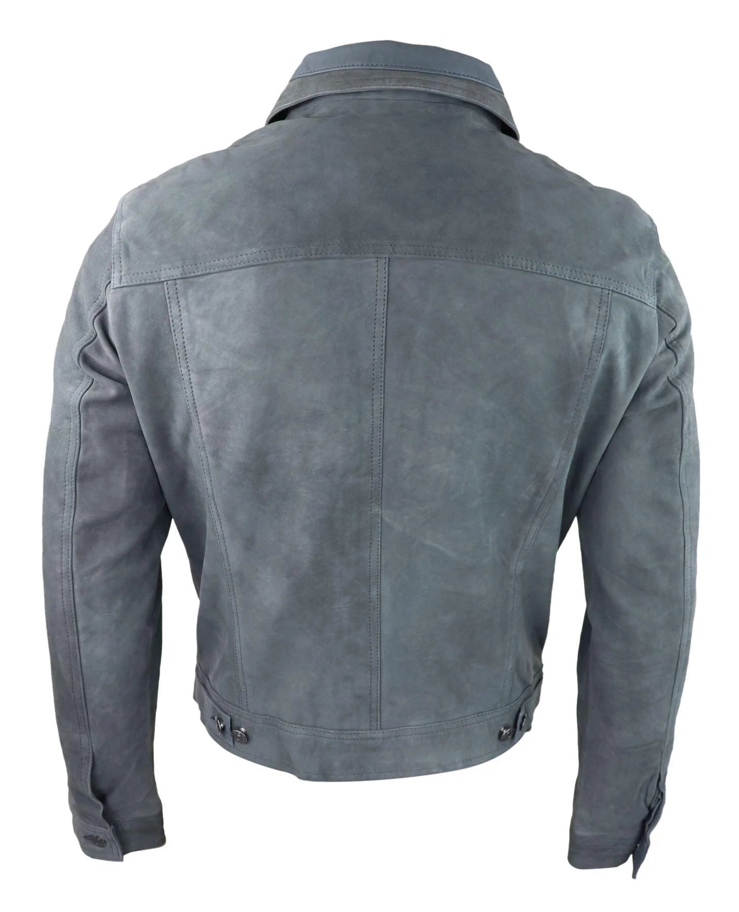 Herr Äkta Mockajacka Läderjeans Denimshorts Herr Biker Klassisk Vintage Grå