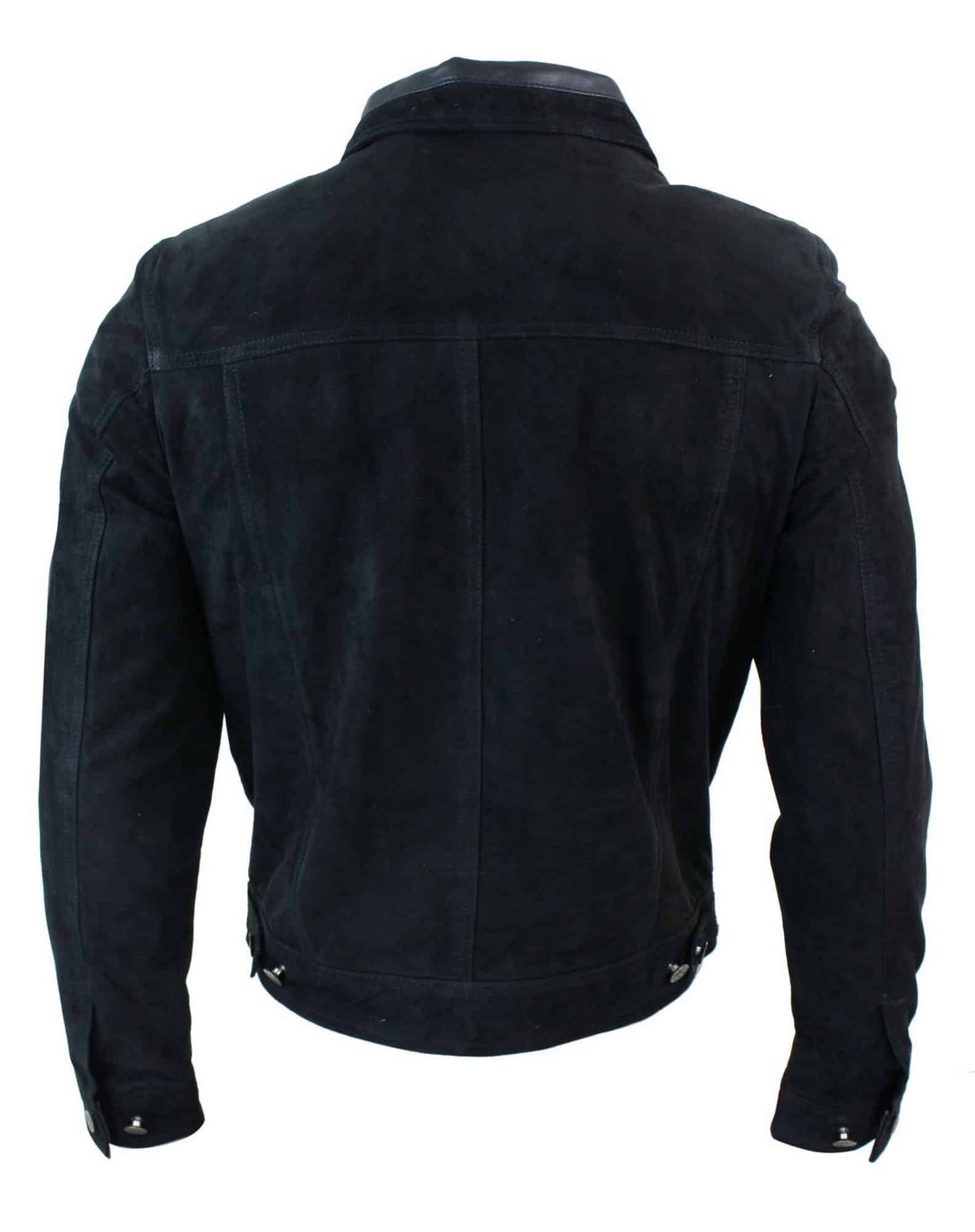 Äkta mocka herr vintage kort denim stil retro jeansjacka casual - svart färg