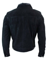 Äkta mocka herr vintage kort denim stil retro jeansjacka casual - svart färg