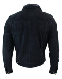 Äkta mocka herr vintage kort denim stil retro jeansjacka casual - svart färg