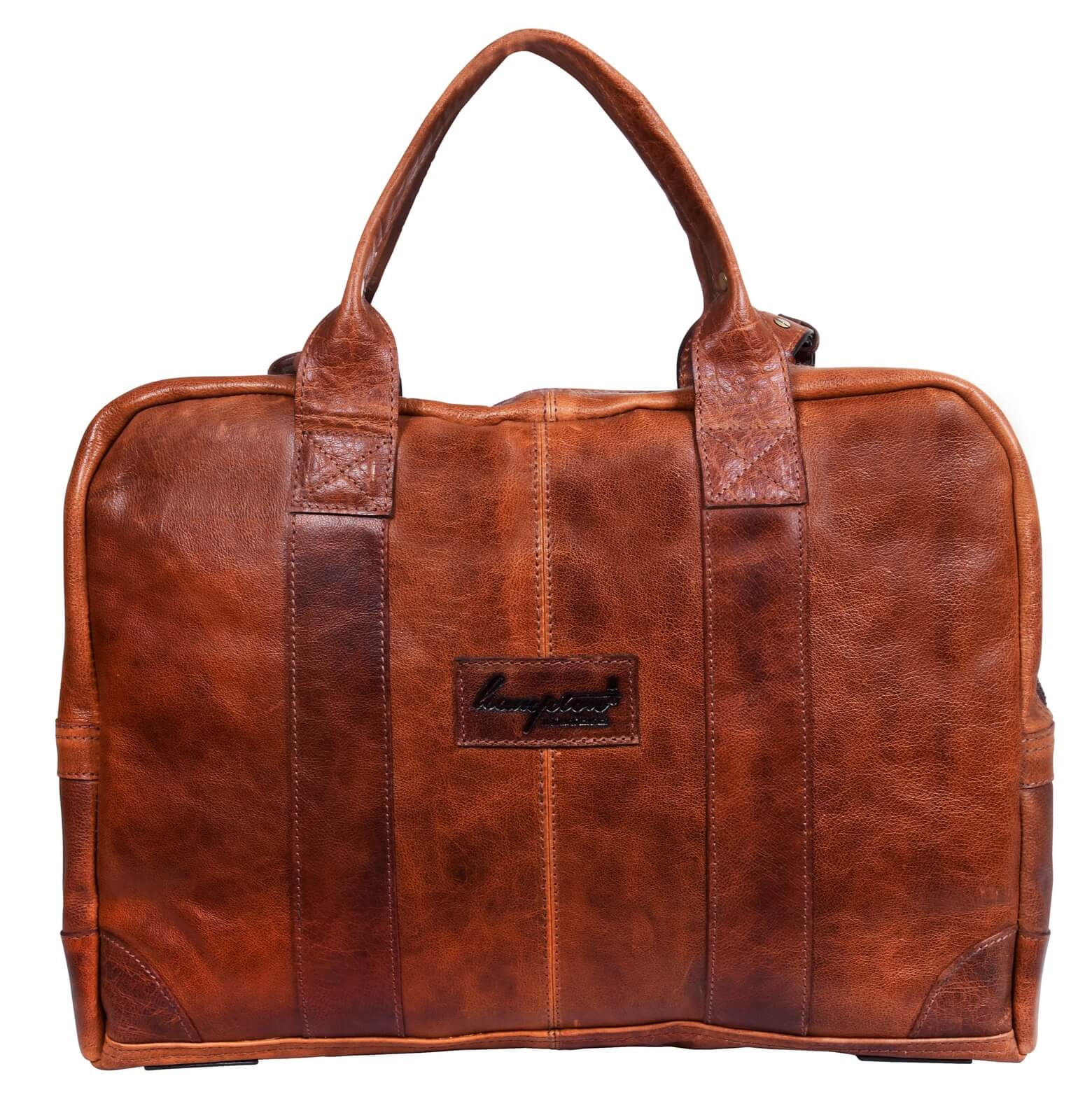 Handbagageväska i äkta läder - brun,