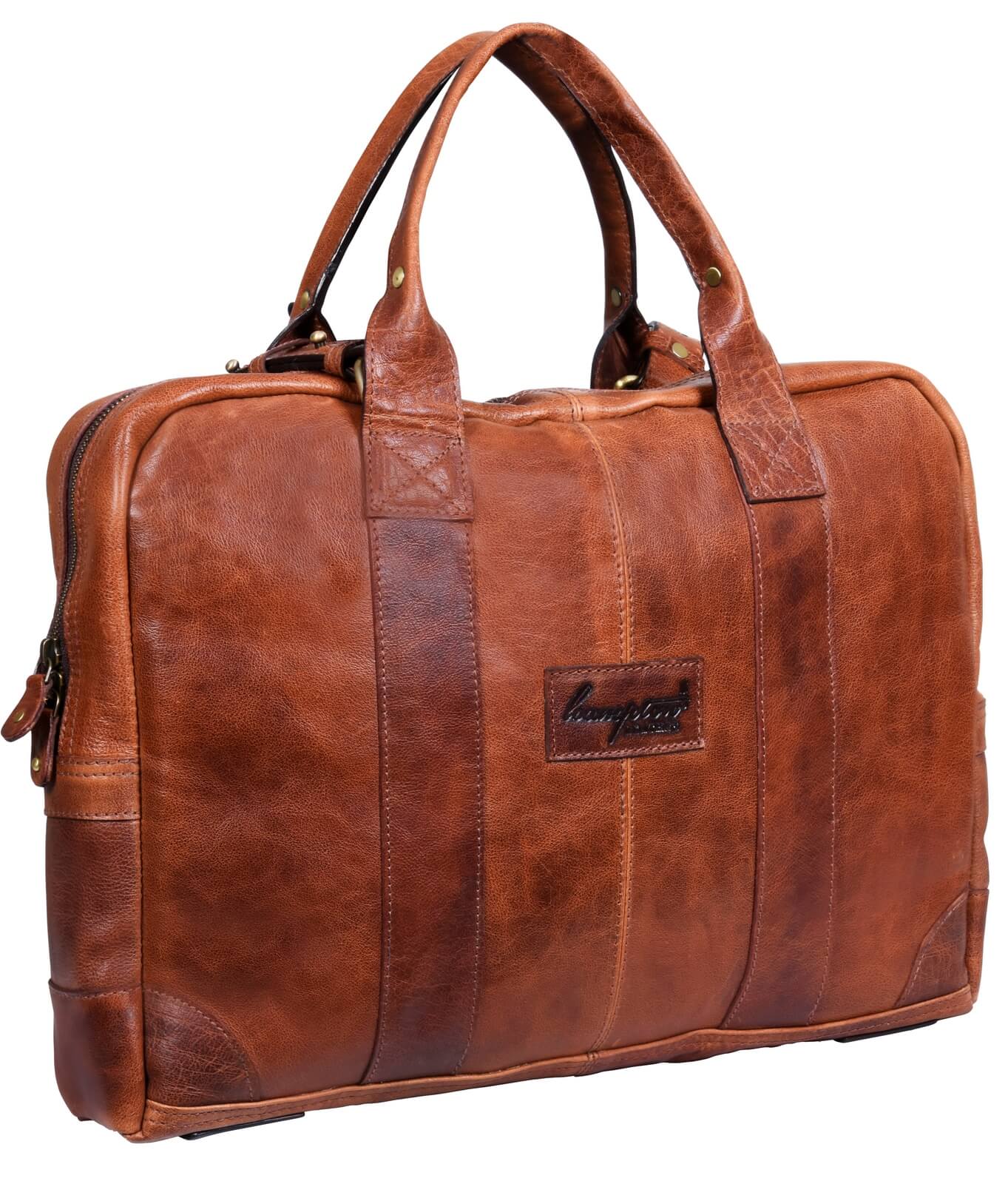 Handbagageväska i äkta läder - brun,