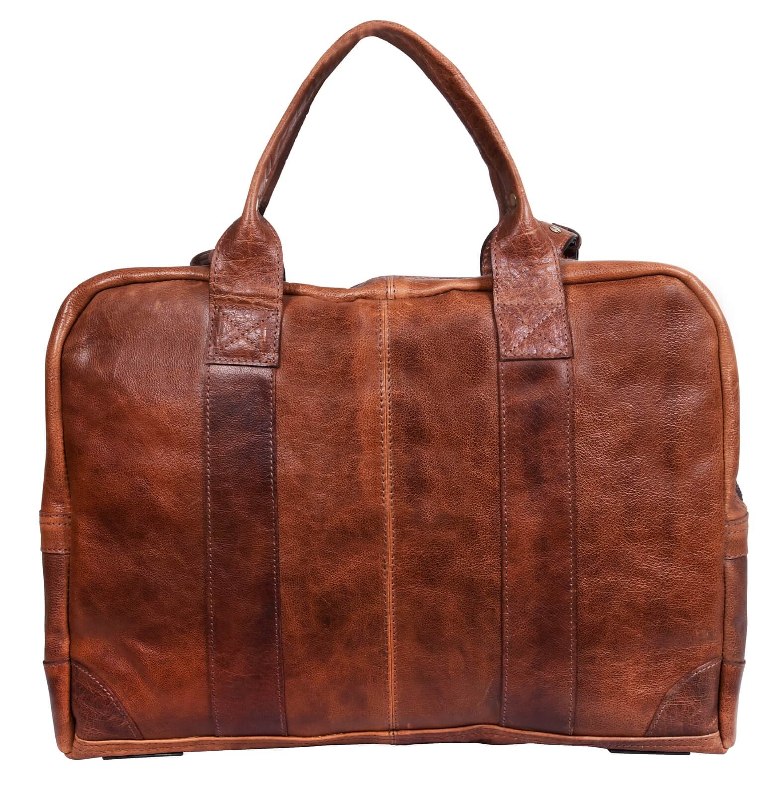 Handbagageväska i äkta läder - brun,