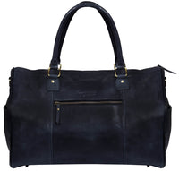 Äkta Läder Vintage Handbagageväska - Svart