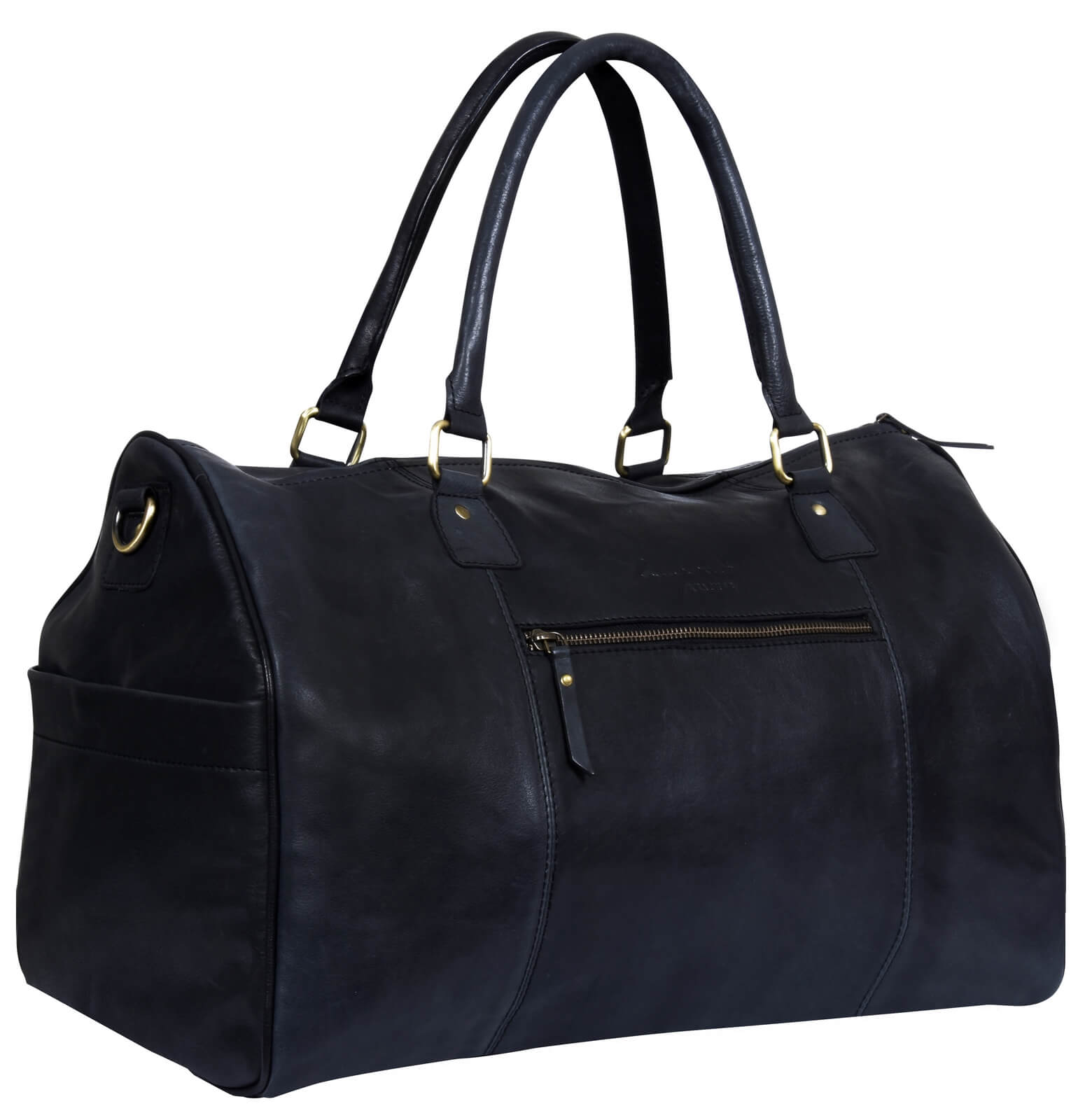 Äkta Läder Vintage Handbagageväska - Svart