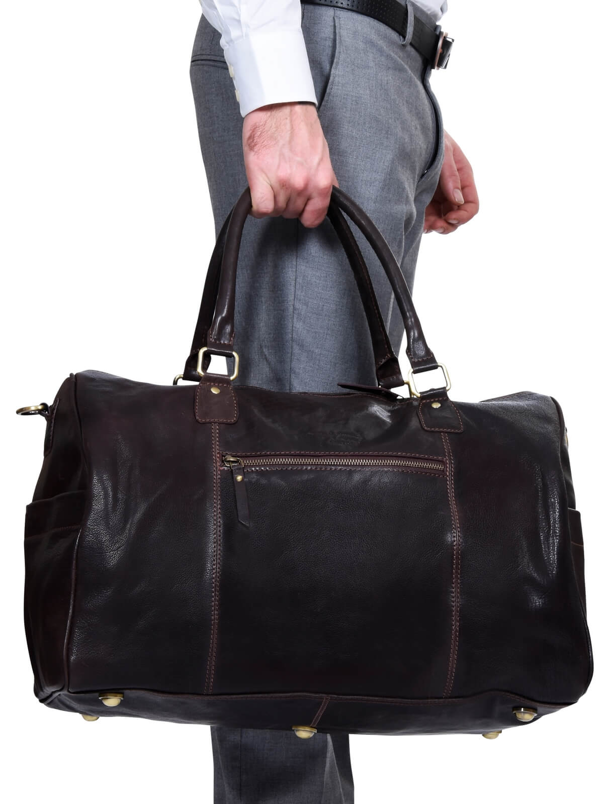 Äkta Läder Vintage Handbagageväska - Brun