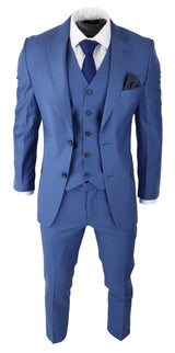 Herr Klassisk Ljusblå 3-delad Kostym Slim Fit Vintage Retro Elegant Formell Bröllop