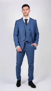 Herr Klassisk Ljusblå 3-delad Kostym Slim Fit Vintage Retro Elegant Formell Bröllop