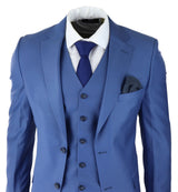 Herr Klassisk Ljusblå 3-delad Kostym Slim Fit Vintage Retro Elegant Formell Bröllop