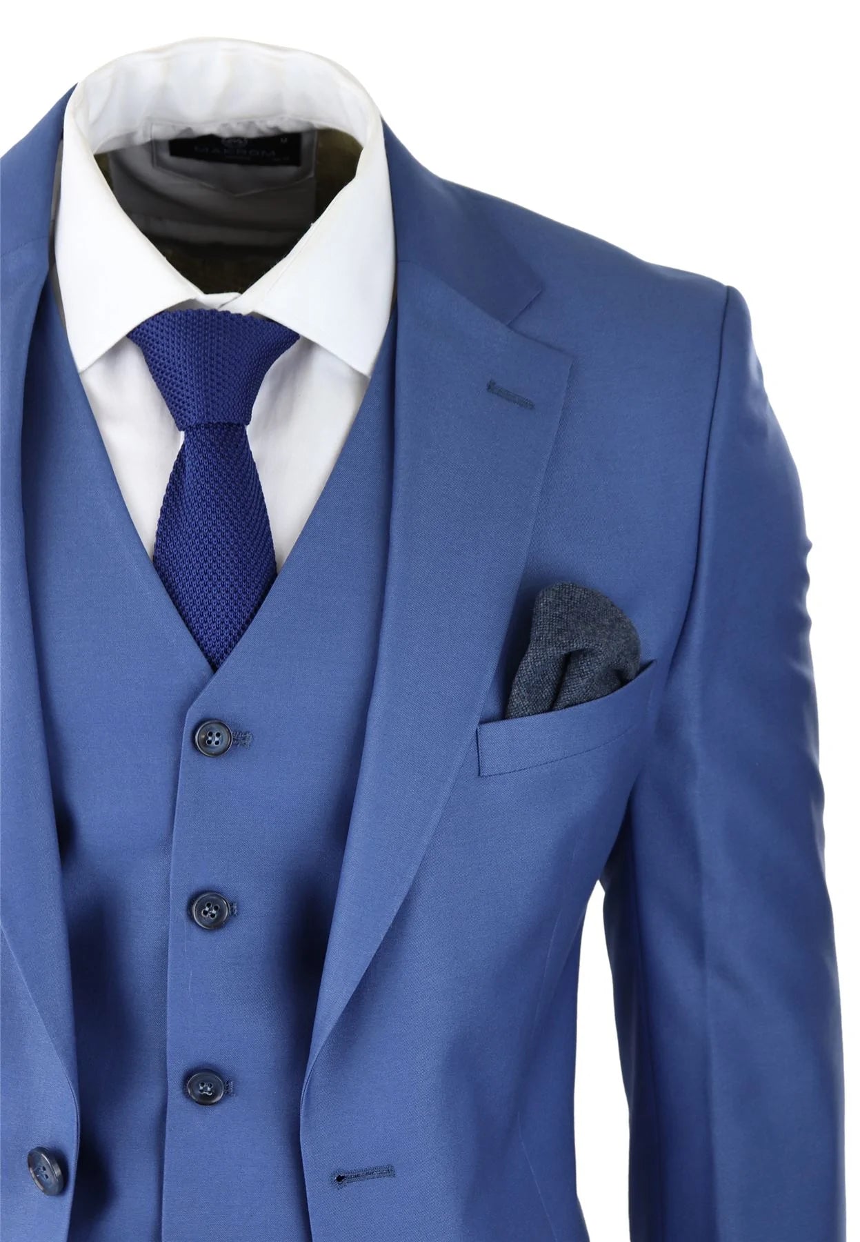 Herr Klassisk Ljusblå 3-delad Kostym Slim Fit Vintage Retro Elegant Formell Bröllop