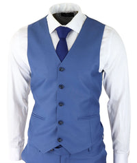 Herr Klassisk Ljusblå 3-delad Kostym Slim Fit Vintage Retro Elegant Formell Bröllop