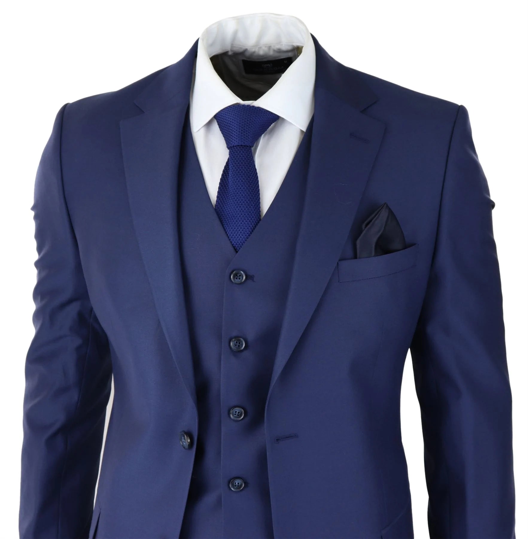 Herr Klassisk Marinblå 3-delad Kostym Slim Fit Vintage Retro Elegant Formell Bröllop