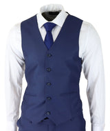 Herr Klassisk Marinblå 3-delad Kostym Slim Fit Vintage Retro Elegant Formell Bröllop
