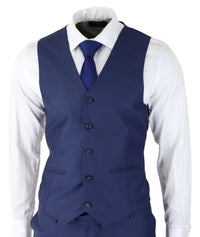 Herr Klassisk Marinblå 3-delad Kostym Slim Fit Vintage Retro Elegant Formell Bröllop