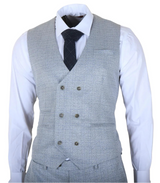Luis - Ljusblå rutig herrkostym med smal passform, 3 delar