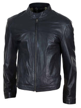 Klassisk herrjacka i bikerstil i äkta läder - svart