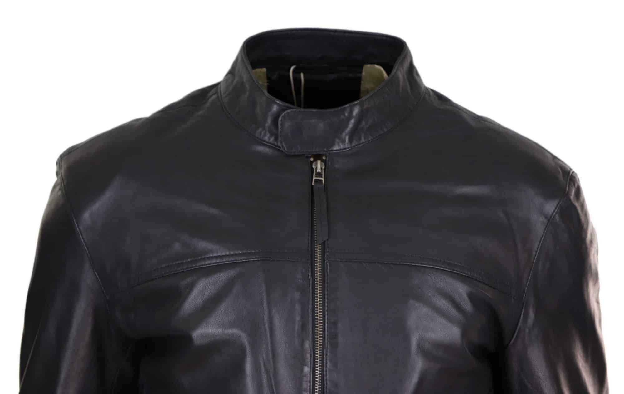 Klassisk herrjacka i bikerstil i äkta läder - svart