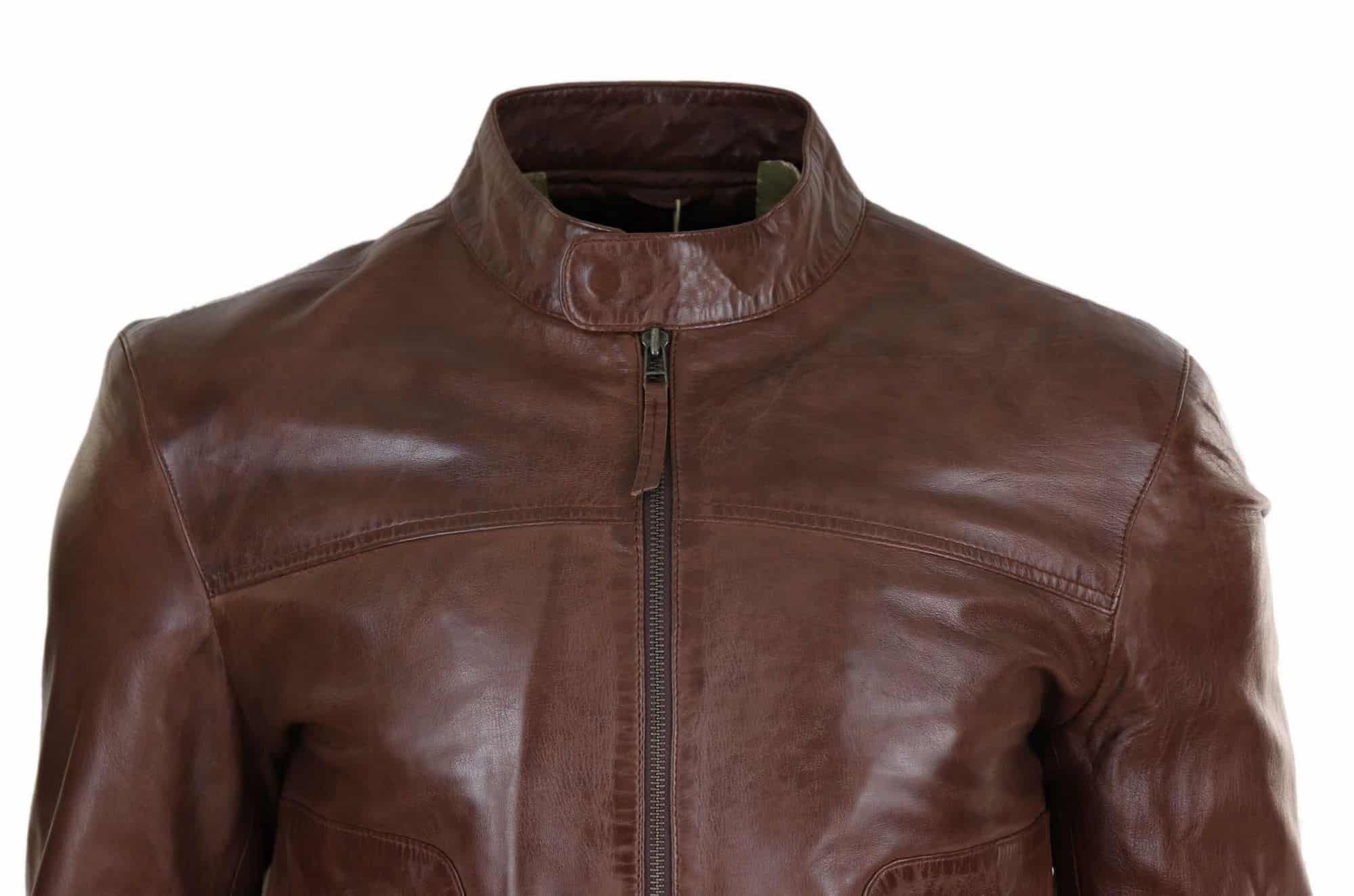 Lear Läder Klassisk Herrjacka i Bikerstil - Brun