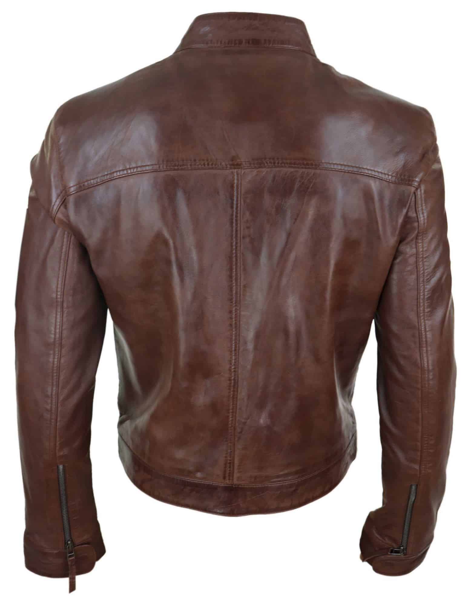 Lear Läder Klassisk Herrjacka i Bikerstil - Brun